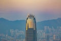 top of skyscraper by night with panorama of Hong Kong Royalty Free Stock Photo