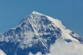 Top of snowcapped Moench mountain in Switzerland, blue sky