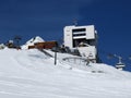 The top station of the cable car Col du Pillon - Scex Rouge on Sex Rouge Travel destination Glacier 3000, Les Diablerets