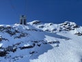 The top station of the cable car Col du Pillon - Scex Rouge on Sex Rouge Travel destination Glacier 3000, Les Diablerets