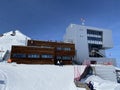 The top station of the cable car Col du Pillon - Scex Rouge on Sex Rouge Travel destination Glacier 3000, Les Diablerets