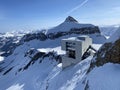 The top station of the cable car Col du Pillon - Scex Rouge on Sex Rouge Travel destination Glacier 3000, Les Diablerets