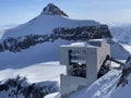 The top station of the cable car Col du Pillon - Scex Rouge on Sex Rouge Travel destination Glacier 3000, Les Diablerets