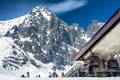 Top station of gondola lift in resort Tatranska Lomnica in High Tatras mountains at Slovakia Royalty Free Stock Photo