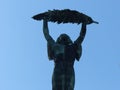 Top of the statue of the liberty in the sky to Budapest in Hungary.