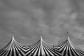 Top of striped big tent at the Gunnersville Festival concert series in Gunnersbury Park, Chiswick, London UK