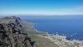 At the top of Table Mountain there are gray cracked stones