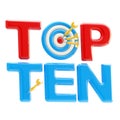 Top ten sign with dart target as an Royalty Free Stock Photo