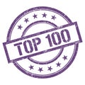 TOP 100 text written on purple violet vintage stamp Royalty Free Stock Photo