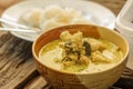 Thai green curry chicken intense soup and thai noo Royalty Free Stock Photo