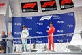 Top three finishers on the podium. Formula One. Sochi Russia. Royalty Free Stock Photo