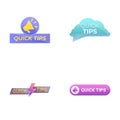 Top tips icons set cartoon vector. Quick tips badge emblem label and sticker Royalty Free Stock Photo