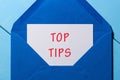 Top tips mail envelope. Business and customer care concept