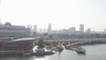 Top Tourist Attractions in Singapore around Marina Bay. Shot. Top view of the river in Singapore
