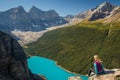 On the top of Tower of Babel above Moraine Lake, Canada Royalty Free Stock Photo