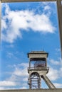 Top of the tower of a mine in remodeling with a blue sky Royalty Free Stock Photo