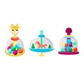 Top toy vector kids whirligig humming spinner colorful spinning playing game with peg-top character illustration set of