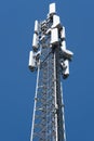 Top of transmission tower at blue sky Royalty Free Stock Photo