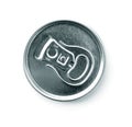 Top of an unopened soda can on a white background Royalty Free Stock Photo