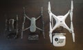 Top up comparison photo of the sizes of 3 drones - Mavic Air, Mavic Pro and Phantom 4