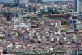 Top urban view of lots houses in Istanbul city, Turkey. Crowded red roofs and mosque. Royalty Free Stock Photo