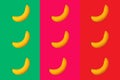 Top veiw, Colorful pattern of bananas on multicolor background