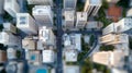 Top view of abstract modern city downtown looking as white architectural scale model