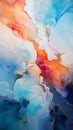Top view of abstract textured background with colorful stains creating creative patterns