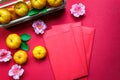 Top view accessories Chinese new year festival decorations. Royalty Free Stock Photo