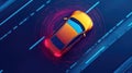 Top View of Advanced Driving Assistant System (ADAS) - Blind Spot Monitoring and Automobile Sensing Technology
