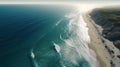 Top view aerial of an amazingly beautiful sea landscape with turquoise water. generative ai