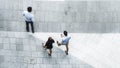 Top view aerial of business people walk in pedestrian street Royalty Free Stock Photo