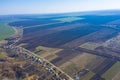 Top view Aerial photo from flying drone over Beautiful small green village from above Royalty Free Stock Photo