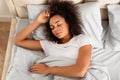 Top View Of African American Millennial Lady Sleeping Enjoying Rest Royalty Free Stock Photo