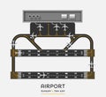 Top view of airport runway and taxi way with airplane, vector Royalty Free Stock Photo
