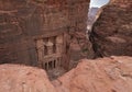 Top view of Al Khazneh - rock cut temple