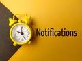 Top view alarm clock with the word Notification Royalty Free Stock Photo