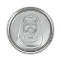 Top view of aluminum can, isolated on white. Closeup shot of the top of a canned drink Royalty Free Stock Photo