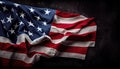 Top view American Flag black dark concrete background copy space us independence patriotism day memorial abstract america blue