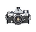 Top view of analog classic reflex camera on a transparent background. Generative AI