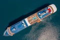 Top view of anchored cruise ship Royalty Free Stock Photo