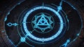 top view of an ancient alchemy magic circle with blue ai generated Royalty Free Stock Photo
