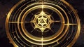 top view of an ancient alchemy magic circle with gold ai generated Royalty Free Stock Photo