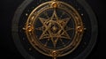 top view of an ancient alchemy magic circle with gold ai generated Royalty Free Stock Photo