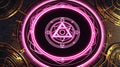 top view of an ancient alchemy magic circle with pink ai generated Royalty Free Stock Photo