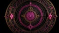 top view of an ancient alchemy magic circle with pink ai generated Royalty Free Stock Photo