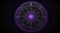 top view of an ancient runic magic circle with purple ai generated Royalty Free Stock Photo