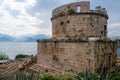 Top view of Antalya city and harbour with moored ships Royalty Free Stock Photo