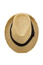 Top view of antique straw hat Royalty Free Stock Photo