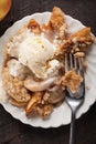 Top view of apple crisp with ice cream Royalty Free Stock Photo